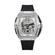 Star Wars The Mandalorian Limited Edition Men Silver with Black Accents Stainless Steel Black Premium Rubber - 46mm x 49.5mm AC6629MCRMD1