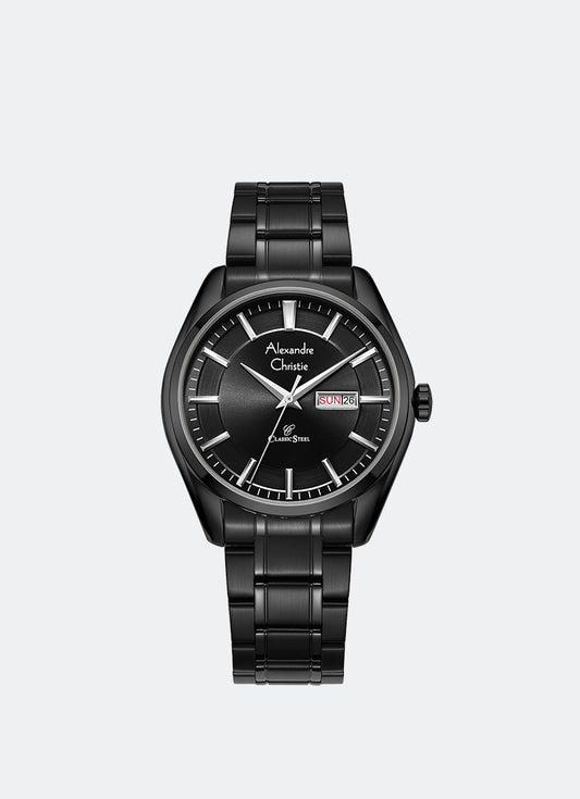 Alexandre Christie Pair Men Date Band Black Black Dial 40mm - AC8672MEBIPBA
