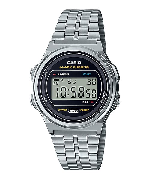 Casio Digital Silver Stainless Steel Strap Unisex Close Up