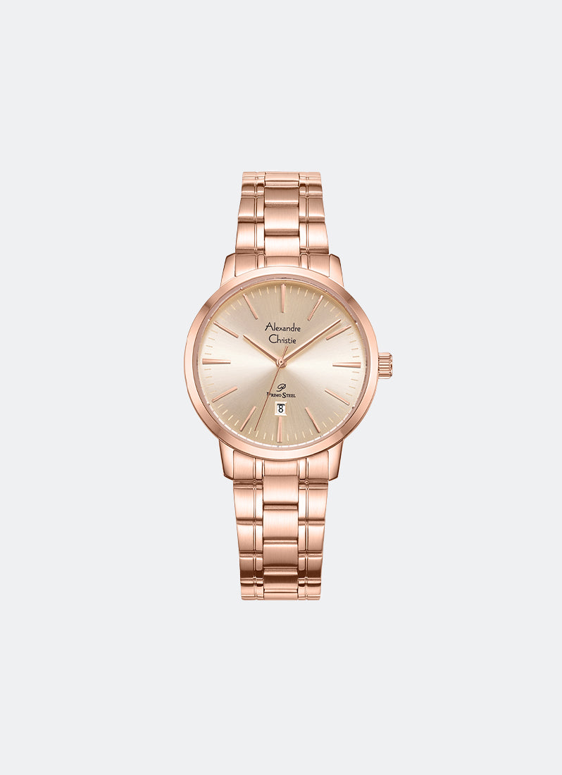 Primo Steel Women Champagne Rose Dial Stainless Steel Rose Gold - 32mm AC1028LDBRGLN