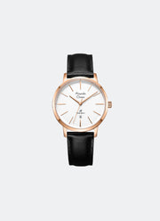 Primo Steel Women White Dial Rose Gold Stainless Steel Black Leather - 33mm AC1028LDLRGSL