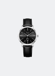 Primo Steel Women Black Dial Silver Stainless Steel Black Leather - 33mm AC1028LDLSSBA
