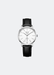 Primo Steel Women White Dial Silver Stainless Steel Black Leather - 33mm AC1028LDLSSSL