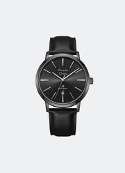 Primo Steel Men Black Dial Black Stainless Steel Black Leather - 41mm AC1028MDLIPBA