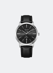 Primo Steel Men Black Dial Silver Stainless Steel Black Leather - 41mm AC1028MDLSSBA