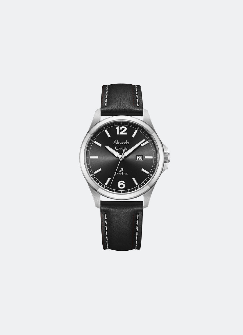Primo Steel Women Black Dial Silver Stainless Steel Black Leather - 32mm AC1029LDLSSBA