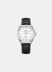 Primo Steel Women White Dial Silver Stainless Steel Black Leather - 32mm AC1029LDLSSSL