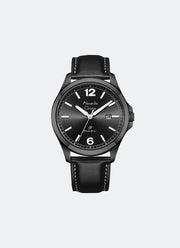 Primo Steel Men Black Dial Black Stainless Steel Black Leather - 40mm AC1029MDLIPBA