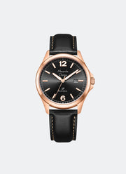 Primo Steel Men Black Dial Rose Gold Stainless Steel Black Leather - 40mm AC1029MDLRGBA