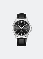 Primo Steel Men Black Dial Silver Stainless Steel Black Leather - 40mm AC1029MDLSSBA