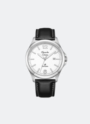 Primo Steel Men White Dial Silver Stainless Steel Black Leather - 40mm AC1029MDLSSSL
