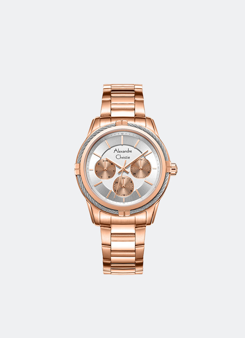 Passion Boyfriend Band Multifunction Rose Gold Silver Dial 37.5mm - AC2843BFBRGSLRG