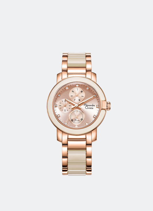 Passion Boyfriend Band Multifunction Two Tone Blush Dial 36mm - AC2993BFBRGLNIV