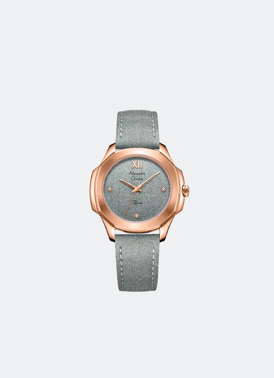 Alexandre Christie Passion Ladies Quartz Band Rose Gold Gliter Grey Dial 33mm - AC2A28LHLRGDG