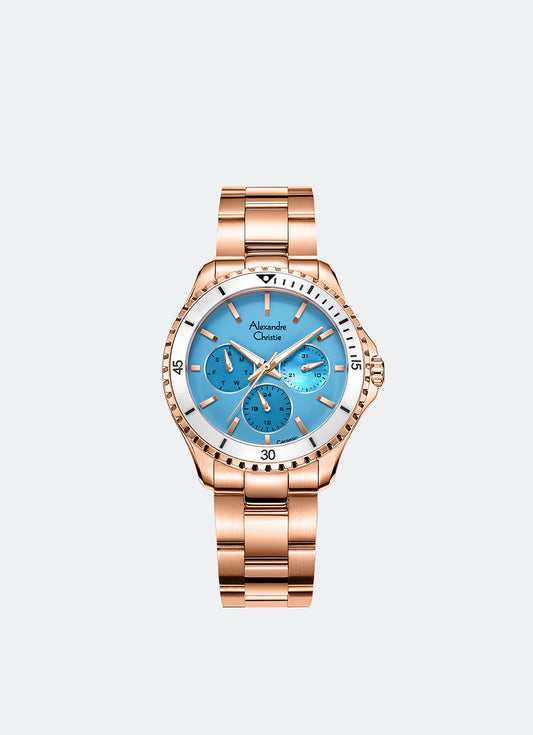 Passion Boyfriend Band Multifunction Rose Gold Blue Dial 36mm - AC2A54BFBRGLBSL