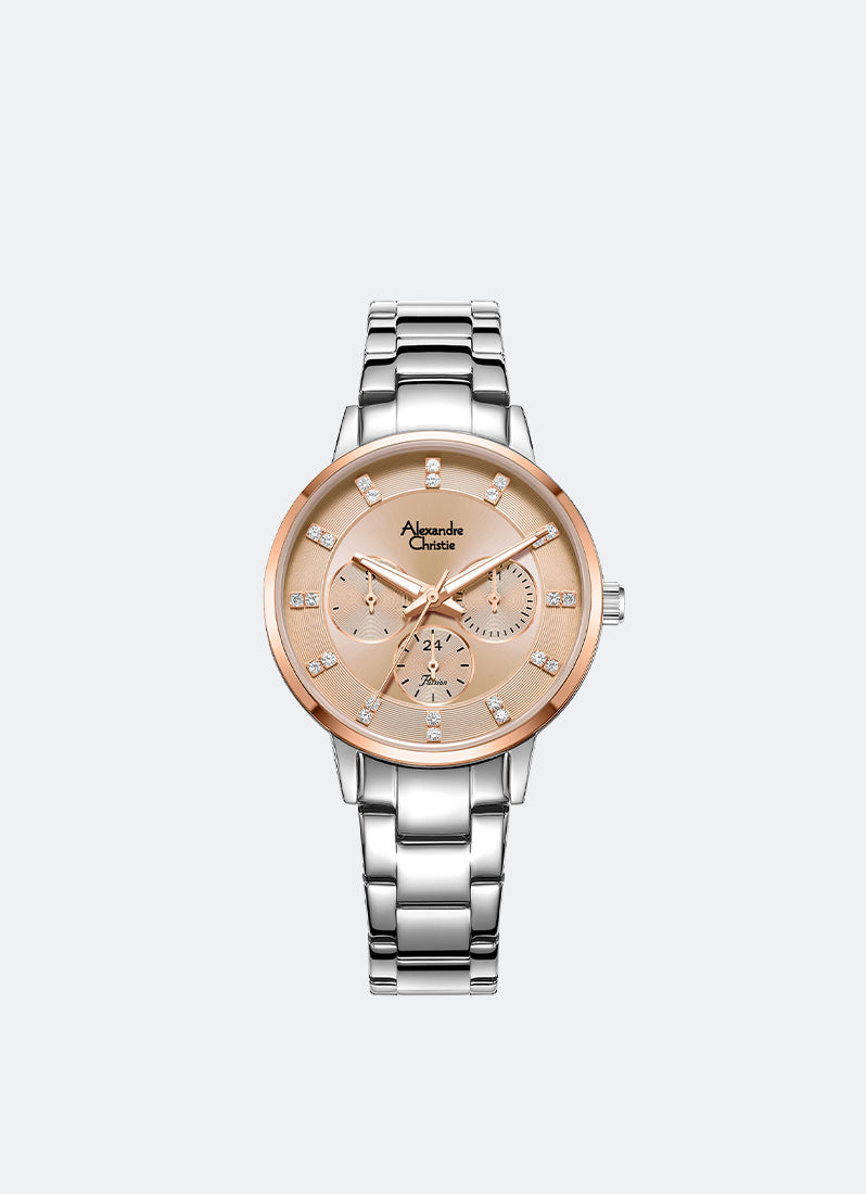 Alexandre Christie Passion Boyfriend Multifunction Band Rose gold Rose Gold Sunray Dial 36mm - AC2A57BFBTRRG