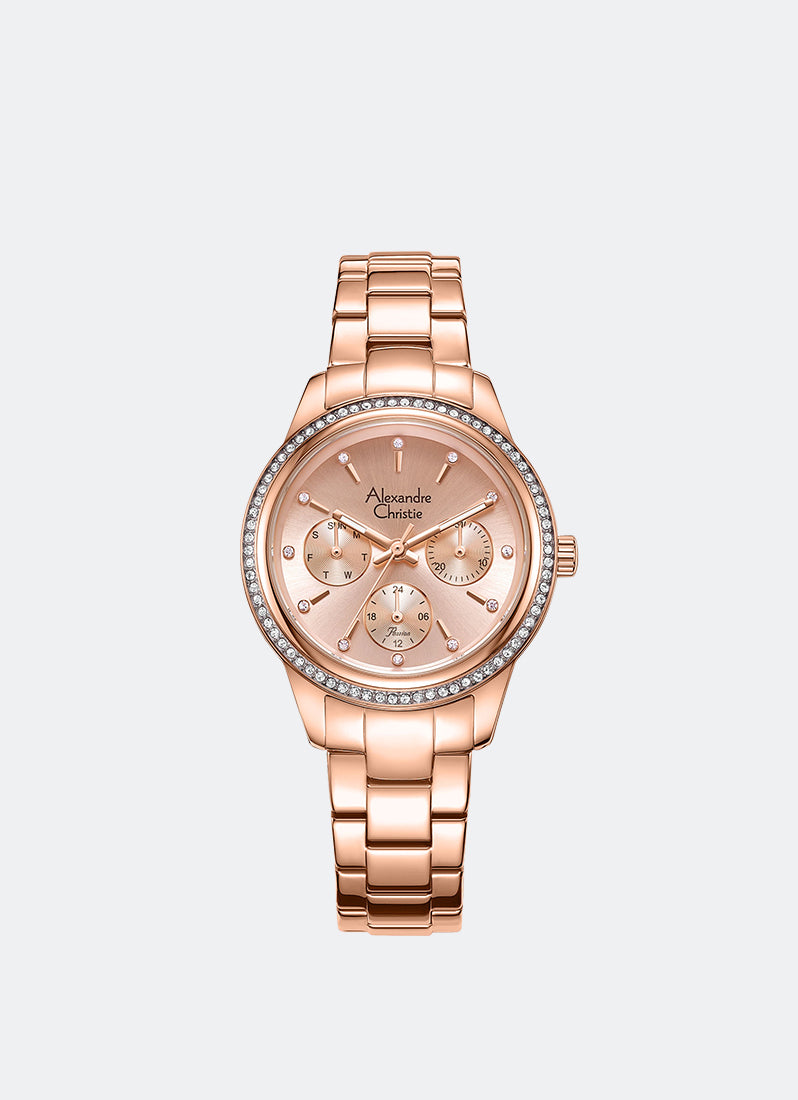 Alexandre Christie Passion Boyfriend Multifunction Band Rose gold Gold Sunray Dial 35mm - AC2A62BFBRGRG