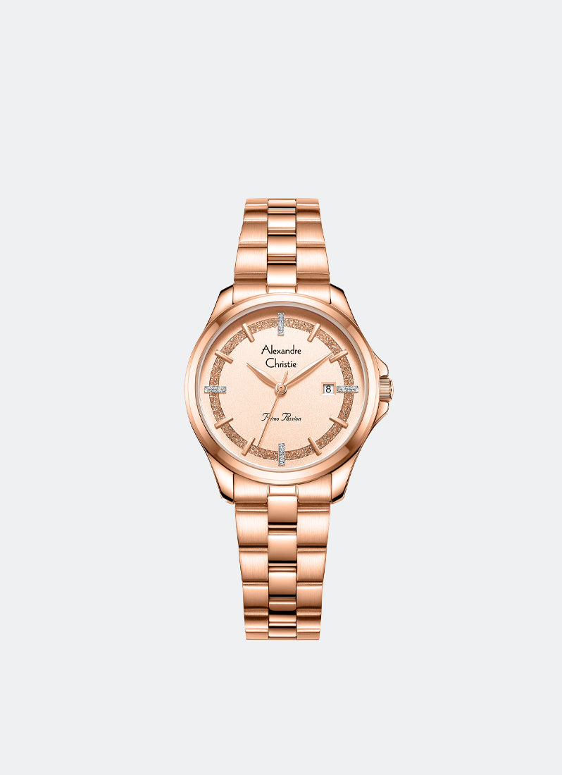 Alexandre Christie Passion Ladies Date Band Rose Gold Rose Gold Dial 32mm - AC2A76LDBRGLN