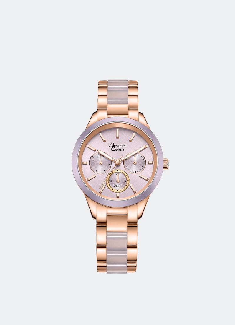 Passion Boyfriend Band Multifunction Rose Gold Pink Dial 35mm - AC2B01BFBRGPNDR