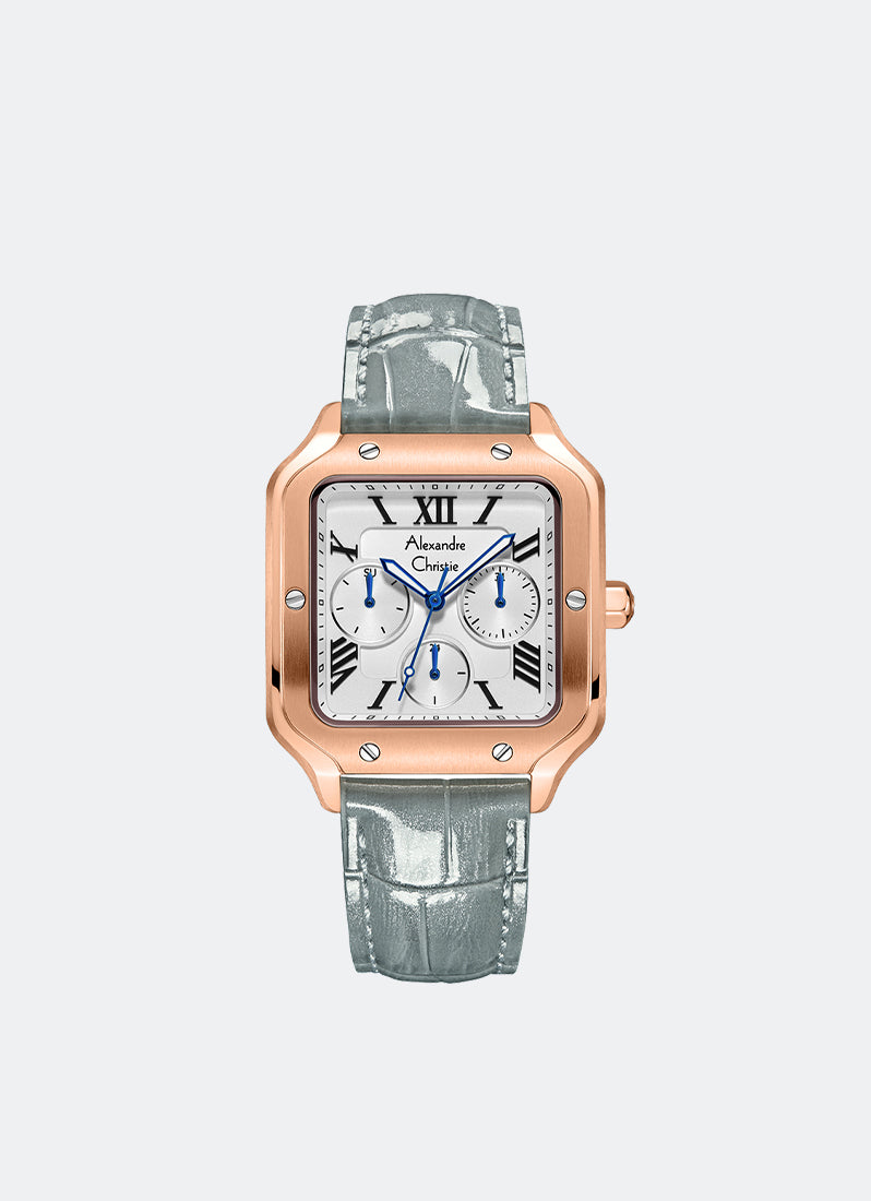 Alexander Christie Multifunction Boyfriend Band Multifunction Rose Gold White Dial
