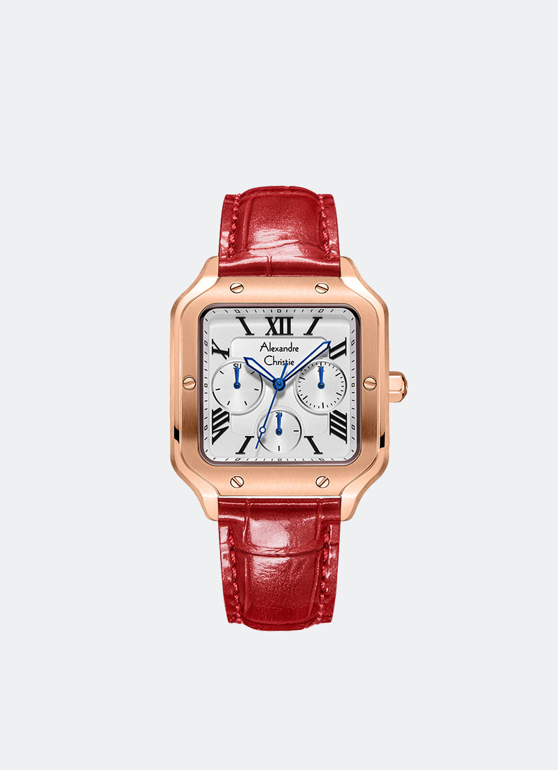 Alexander Christie Multifunction Boyfriend Band Multifunction Rose Gold White Dial