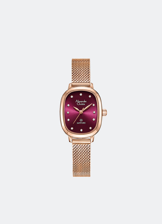 Sapphire Ladies Band Quartz Rose Gold Red Dial 23 x 32.5mm - AC2B40LHBRGDR