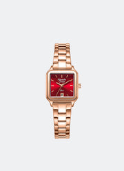 Jam Tangan Alexander Christie Passion Ladies Band Date Rose Gold red Dial 24 x 31mm