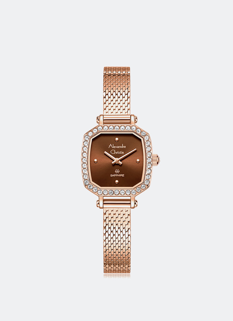 Alexander Christie Passion Ladies Band Quartz Rose Gold Brown Dial