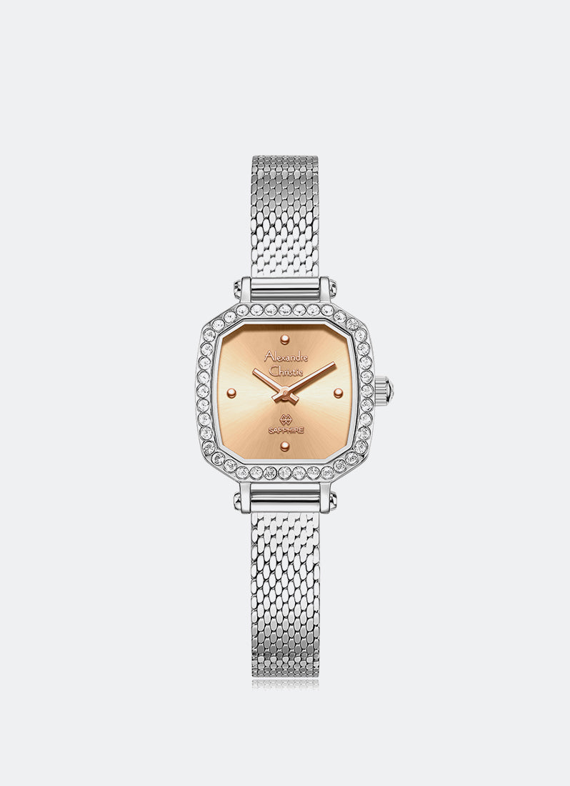 Alexander Christie Passion Ladies Band Quartz Silver Orange Dial