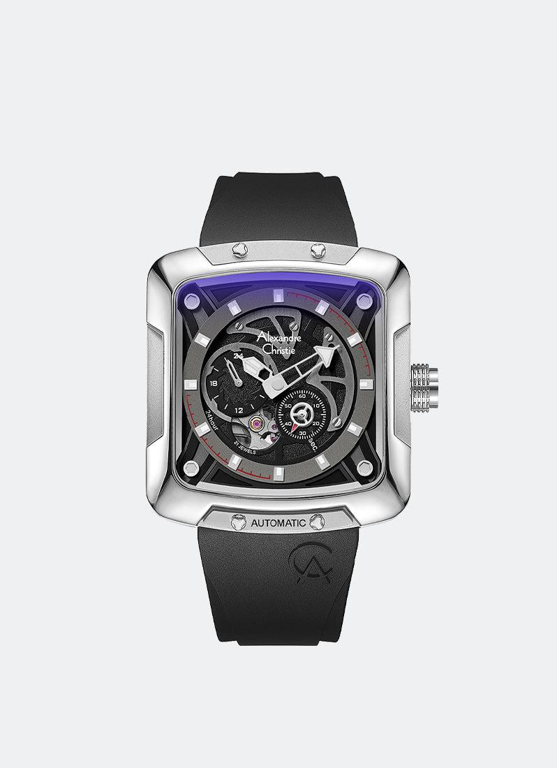 Automatic Men Black Dial Silver Stainless Steel Black Rubber - 42mm x 47mm AC3030GARSSBA