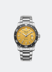 Automatic Men Silver Yellow Dial Black with White Accents Stainless Steel Silver Bracelet - 42mm AC6141MABSSYL
