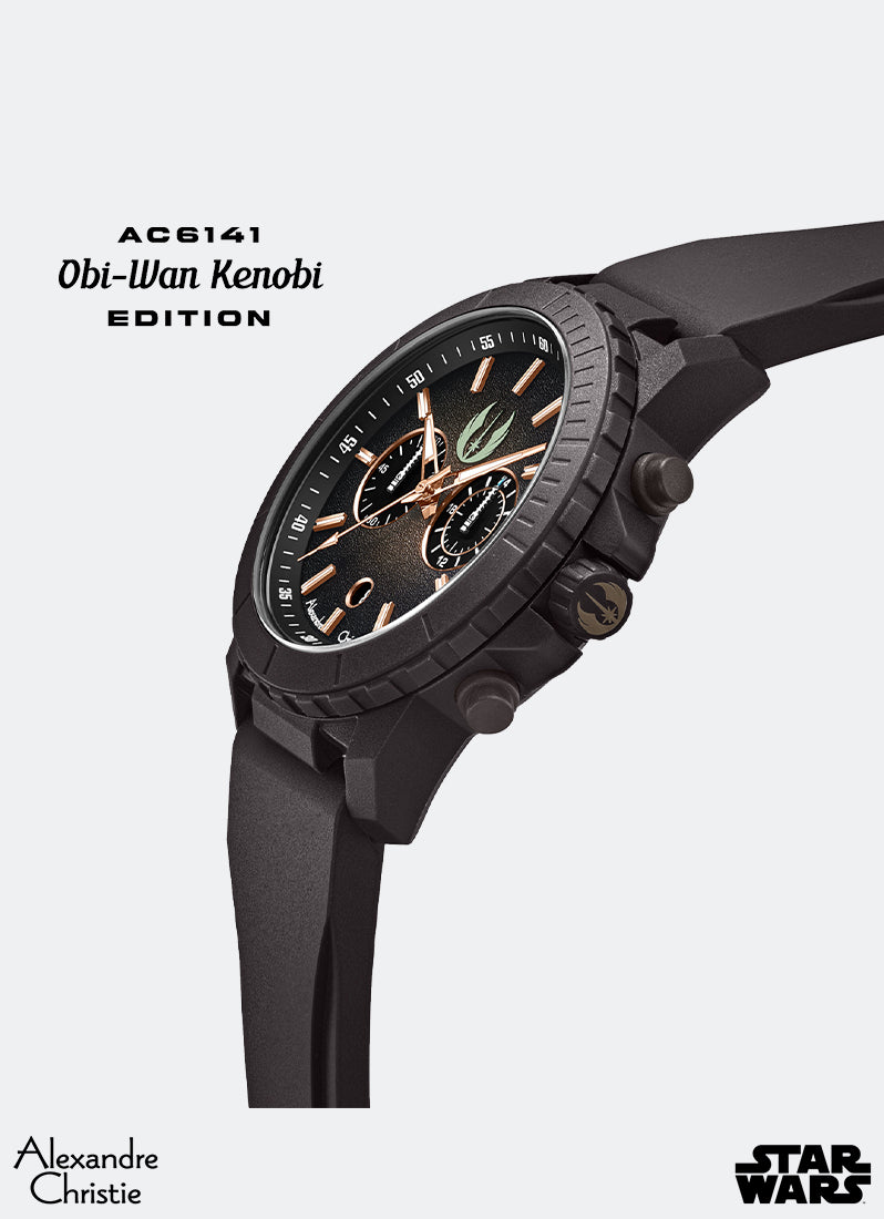 Star Wars Obi-Wan Kenobi Limited Edition Gift Set Chronograph Men Black with Rose Gold & Green Accents Black Eco Ceramic Black Premium Rubber - 43mm AC6141MCROB1