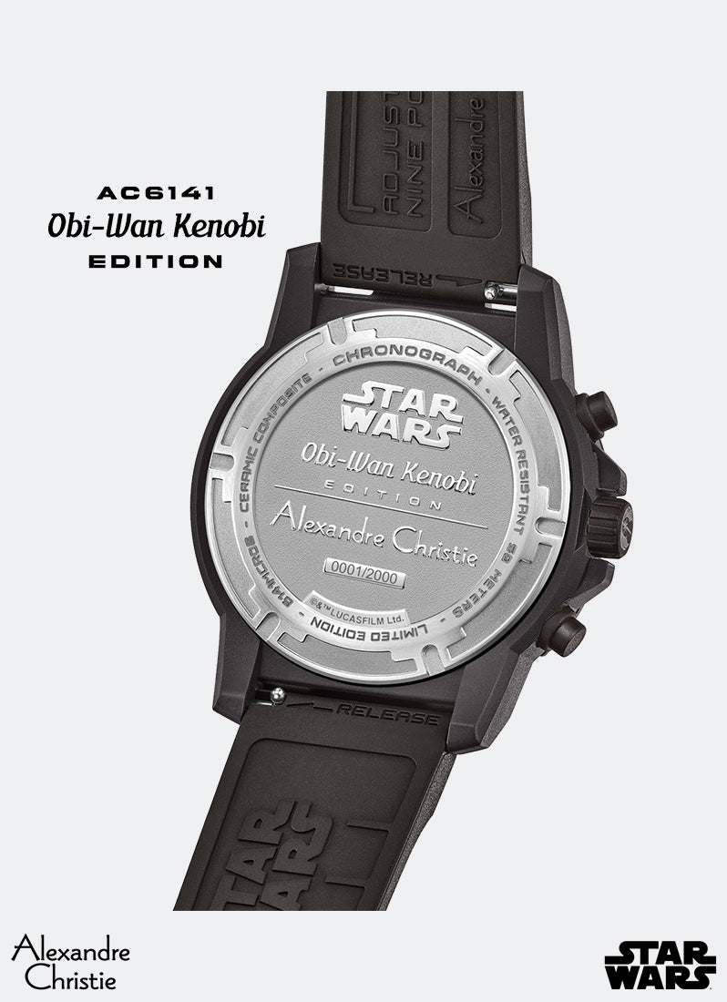 Star Wars Obi-Wan Kenobi Limited Edition Gift Set Chronograph Men Black with Rose Gold & Green Accents Black Eco Ceramic Black Premium Rubber - 43mm AC6141MCROB1