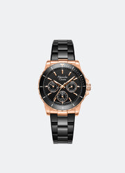 25th Anniversary Limited Edition Gift Set Multifunction Boyfriend Black Dial Black & Rose Gold Stainless Steel Black Ceramic & Genuine Calf Leather - 35mm AC6141XXVBBRBA