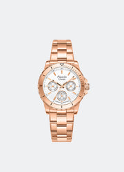 25th Anniversary Limited Edition Gift Set Multifunction Boyfriend White Dial Rose Gold Stainless Steel Ceramic & Genuine Calf Leather - 35mm AC6141XXVBRGSL