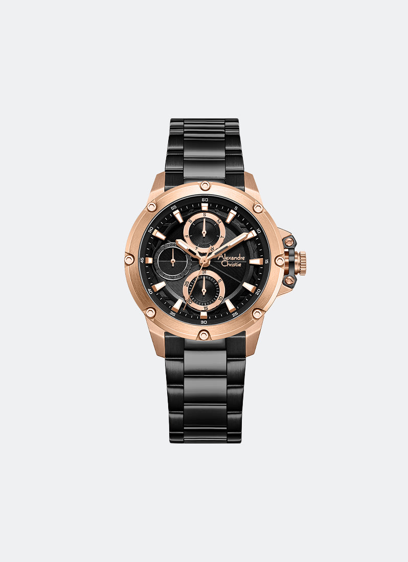 Passion Ladies Black & Rose Gold Dial Black Stainless Steel - 36mm AC6564BFBBRBA