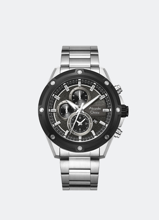 Sport Chrono Men Band Chronograph Silver Black 46mm - AC6605MCBTBBA