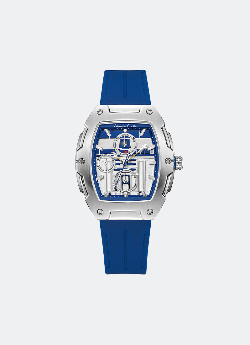 Star Wars R2-D2 Limited Edition Boyfriend Silver & Blue Dial Silver Stainless Steel Blue Premium Rubber Polymer 33.5mm × 41mm AC6629BCRRD1