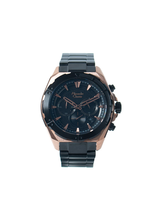 Chronograph Men Band Chronograph Rose Gold Black Dial 44mm - AC6664MCBBRBA