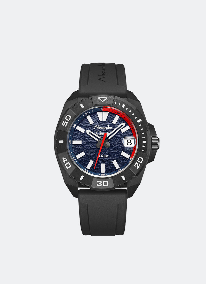 Sport Men Band Date Black Blue Dial 44mm AC6684MDRIPBURE