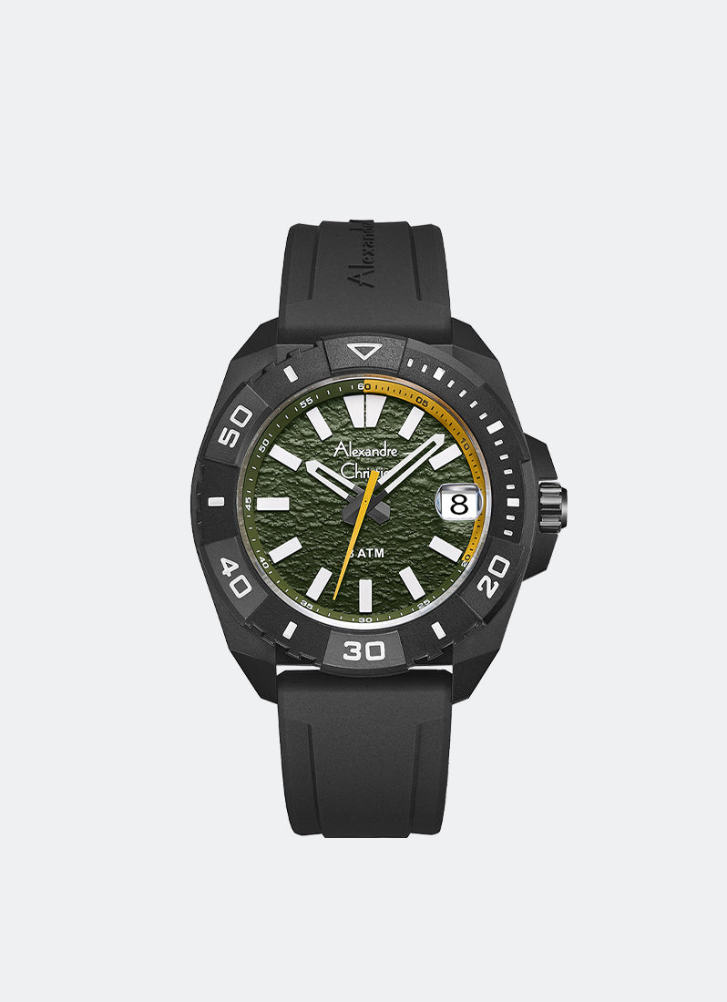 Sport Men Band Date Black Green Dial 44mm AC6684MDRIPGNYL