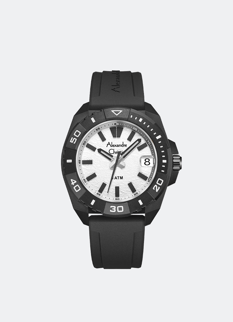 Sport Men Band Date Black White Dial 44mm AC6684MDRIPSL