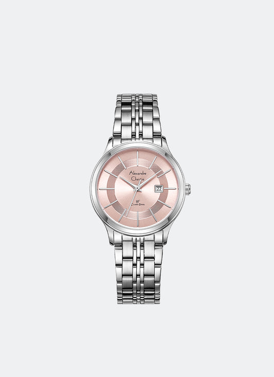 Classic Steel Ladies Band Date Silver Blush Dial 31mm - AC8348LDBSSPN