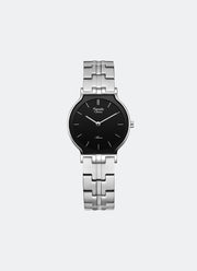 Asteria Ladies Silver & Black Dial Silver 3-link Strap 28mm - AC8410LHBSSBA