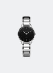 Asteria Ladies Silver & Black Dial Silver 3-link Strap 30mm - AC8610LHBSSBA