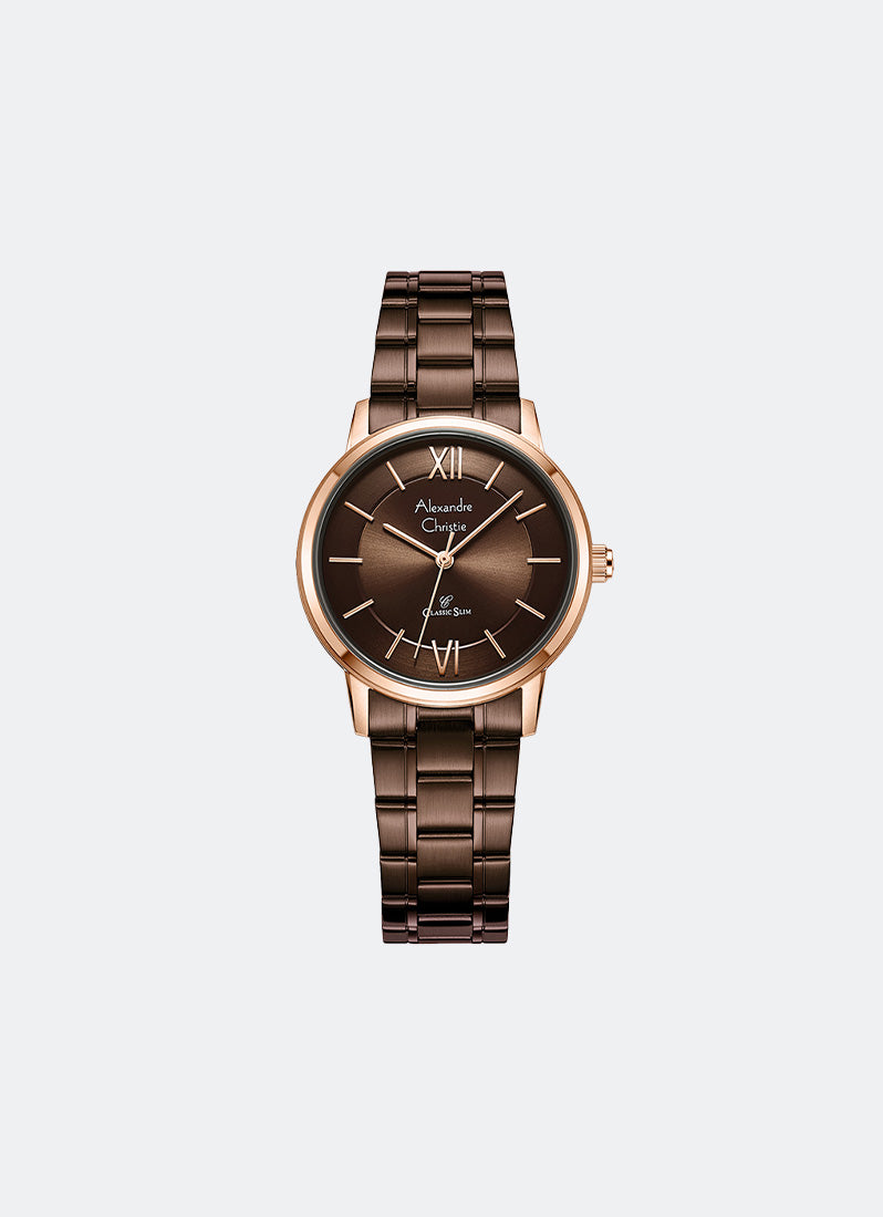 Classic Steel Ladies Black & Rose Gold Date Dial Black 5-link Strap 32mm - AC8674LDBIPBARG