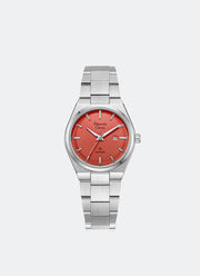 Sapphire Ladies Band Date Silver Red Dial 32 mm AC8697LDBSSOR