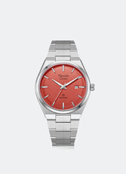 Sapphire Men Band Date Silver Red Dial 39 mm AC8697MDBSSOR