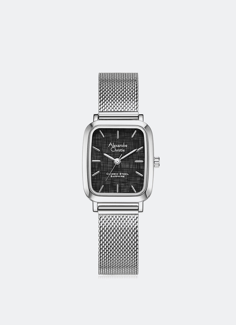 Alexander Christie Classic Steel Ladies Band Quartz Silver Black Dial