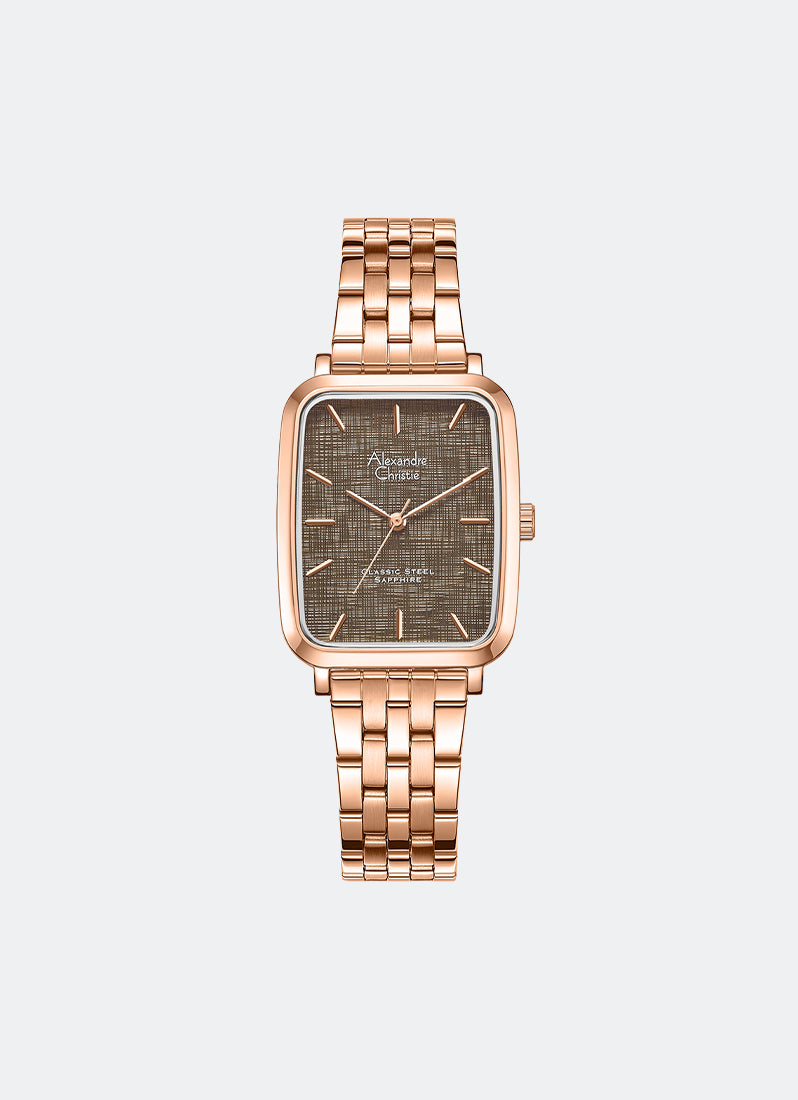 Classic Steel Men Brown Pattern Dial Stainless Steel Rose Gold 5- Link - 28mm x 40mm AC8699MHBRGBO1